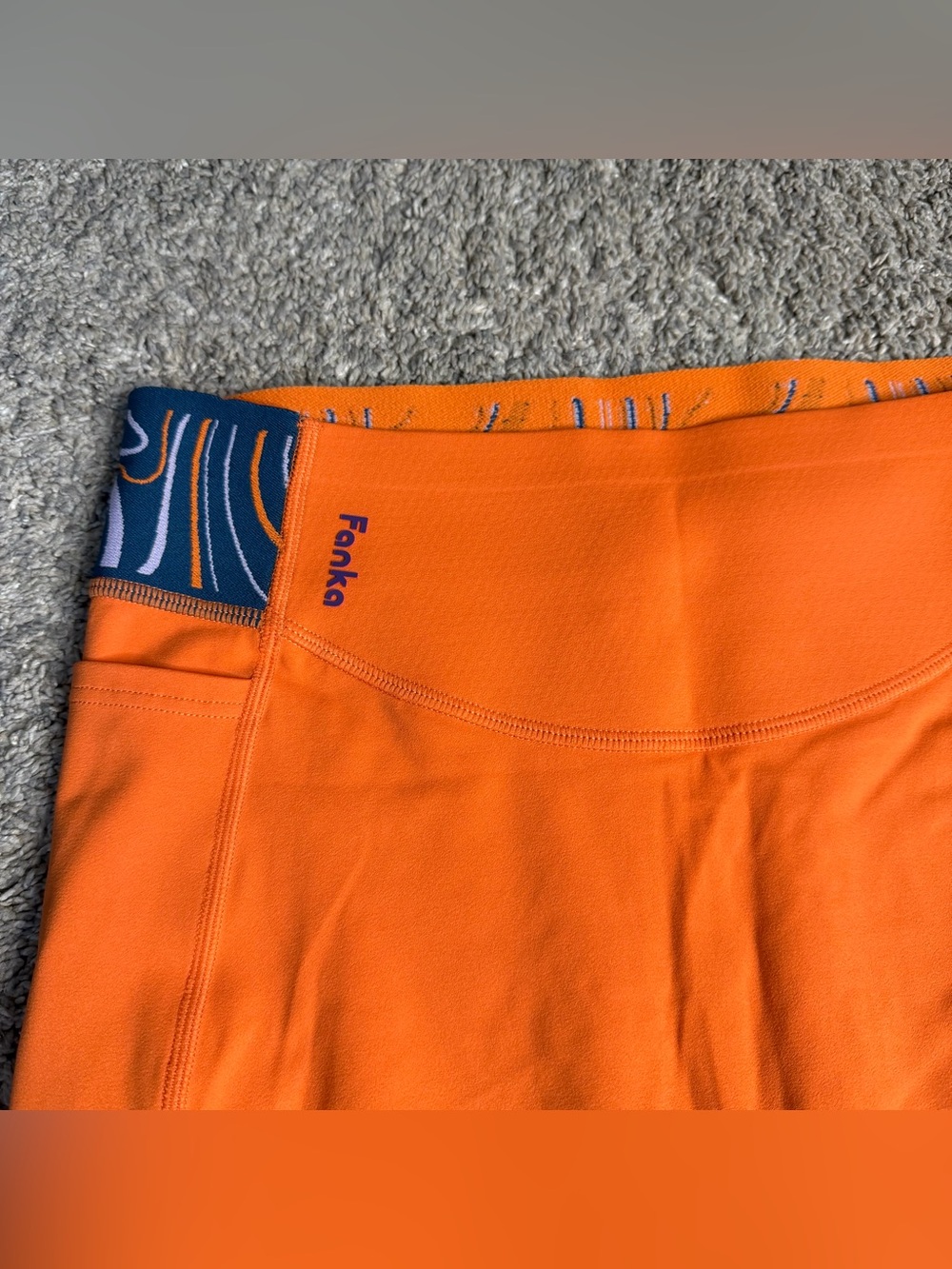 Fanka Body Sculpt Patterned Waistband Biker shorts Large Orange Lift pockets - Picture 8 of 14